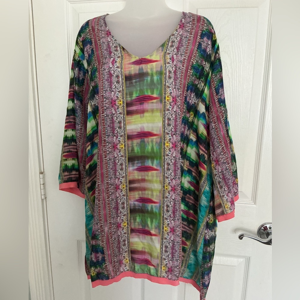 Johnny Was Colorful Striped Tunic